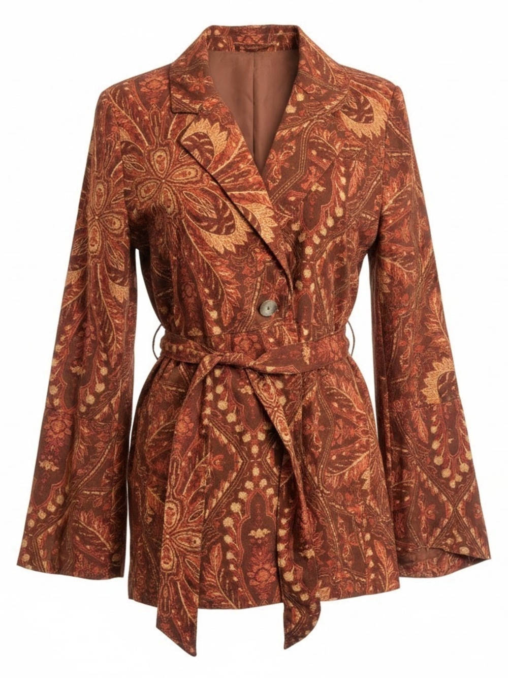 Free People Abigail Blazer Jacket Paisley Boho Rust Size Medium - Picture 2 of 11